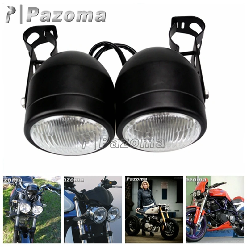 Motorcycle Twin Dominator Headlight w/28 34mm Brackets H4 Headlamp For