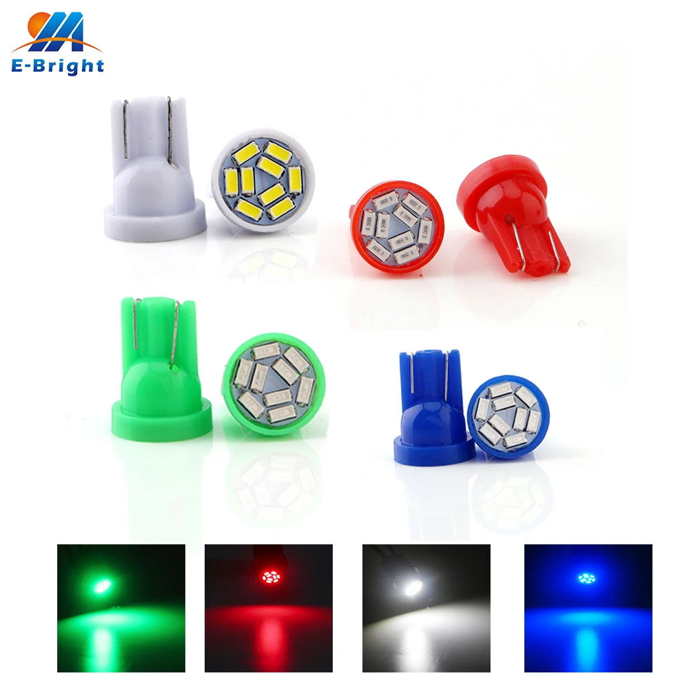

100pcs/lot DC 12V T10 1206 Led 9SMD 8000k LED Auto Bulbs Indicator Light Corner Light Parking Light 240 Lumens Mix Colors