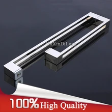 Luxury 304 Stainless Steel Frameless Shower Bathroom Glass Door Handles L Shape Pull / Push Handles Towel Bar Glass Mount Chrome h007lr frameless bath room shower glass door square tube handle l shape with r 304 stainless steel polish chrome