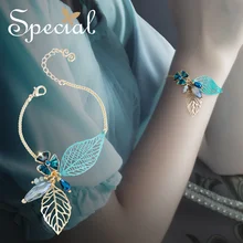 The SPECIAL New Fashion euramerican vintage style bracelet flower and leaf bracelets for women S1855C stylish rhinestone flower leaf bracelet for women