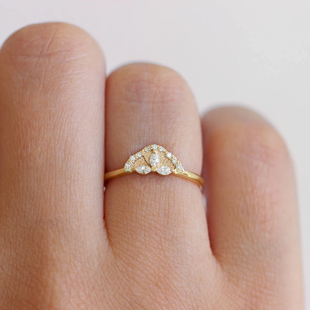 Маркиза Moissanite лабораторный алмаз обручальное кольцо с камнем набор обручальное кольцо твердая 14 к Желтое золото для женщин