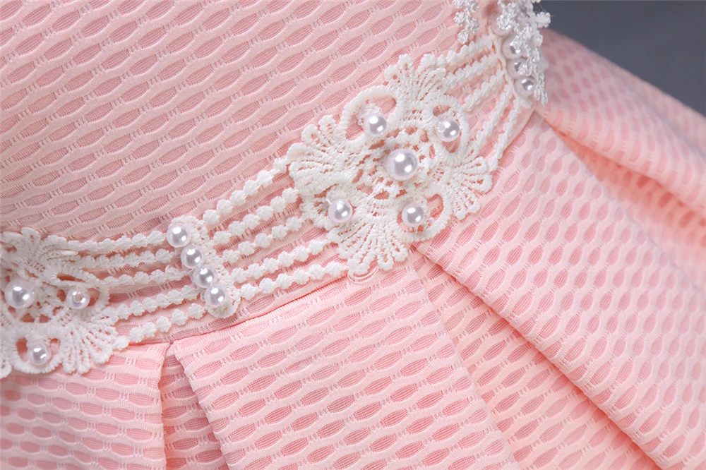 High Quality Flower Daby Dress For Girls Pink Cute Pearl Infant 1 Year Birthday Patry Princess Ball Gown Baby Christening Dress (7)