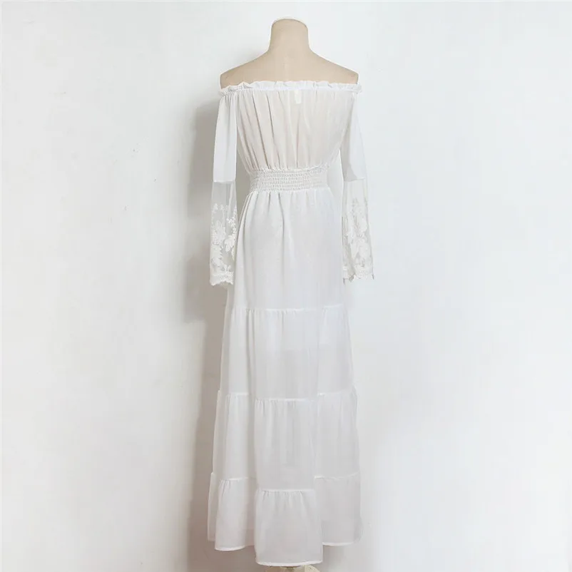 Fashion summer dress 2018 beach dress Women Sexy Strapless casual Long White Dress party Dresses robe femme Y09#N (1)