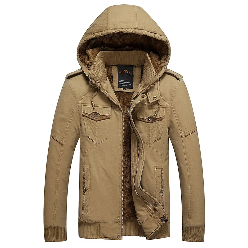 2019 Military Jacket Winter Cargo Coat With Velvet Casual Man Jackets Army Outerwear Clothing