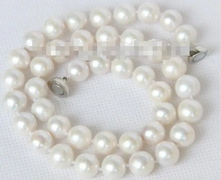

Free Shipping >>>>>natural 17" 11mm round white freshwater pearls necklace magnet clasp