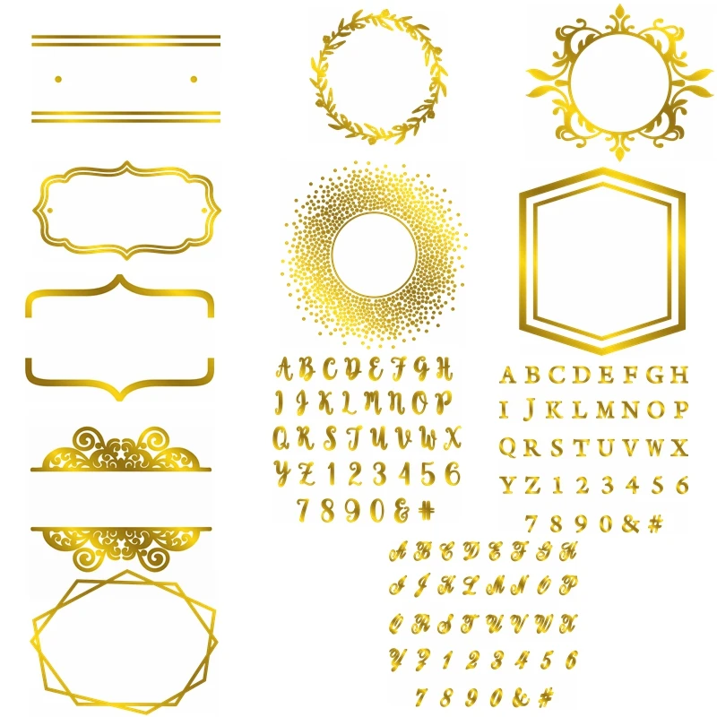 

Edges Frame Alphabets Mixed Shape Hot Foli Plates Dies Stencil Scrapbook Album Embossing For Gift Card Making Handcrafts Decor