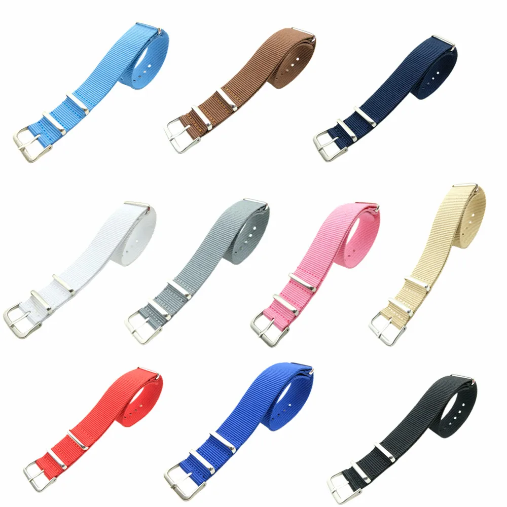 

18 20mm Army Sports For nato fabric Nylon watchband accessories Bands Buckle Clasp Belt For 007 James bond Watch Strap