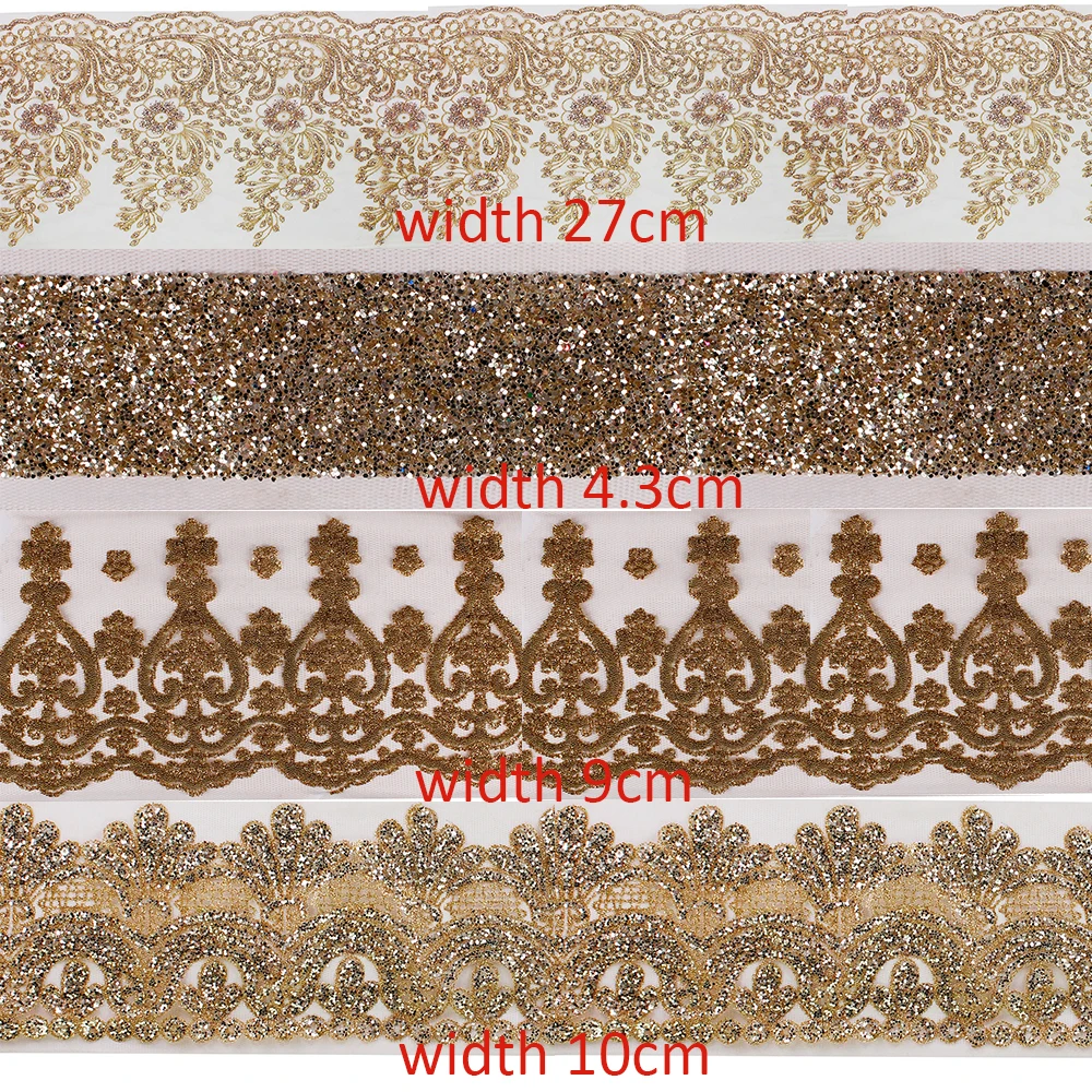 5y блестящая золотая блестящая кружевная отделка Цветок Аппликация Лента ткань с узором Обрезка Венеция для одежды платье DIY шитье ремесло T2770