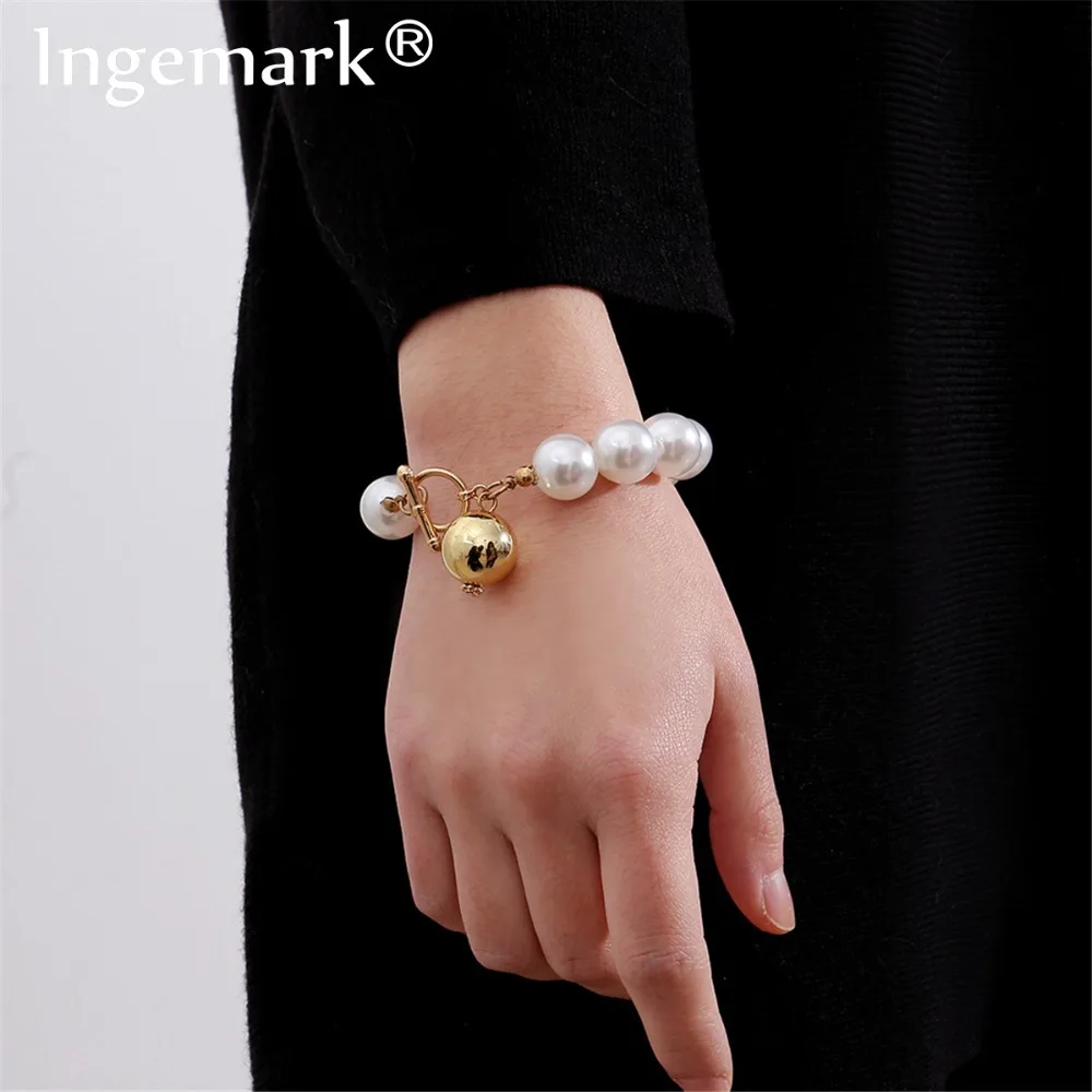 

Ingemark Korean Sweet Imitation Pearl Bracelet Women Wedding 2018 New Lovely Alloy Bead Drop Tiny Bracelet & Bangle Accessories