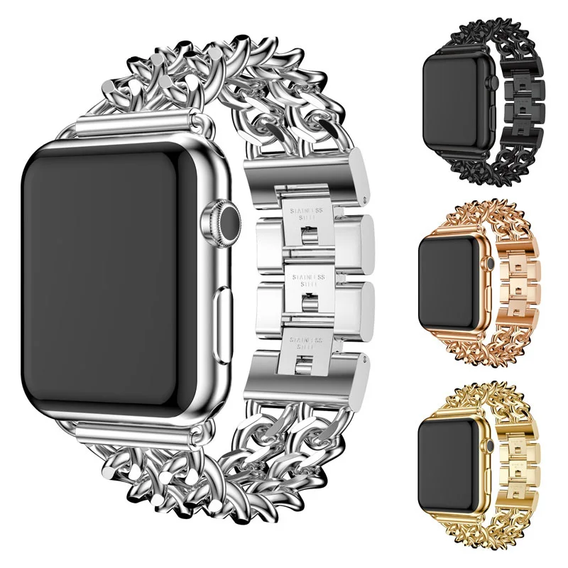 Ремешок из нержавеющей стали для Apple Watch Band 5 4 3 2 40 мм/38 мм звеньевой браслет iwatch 42