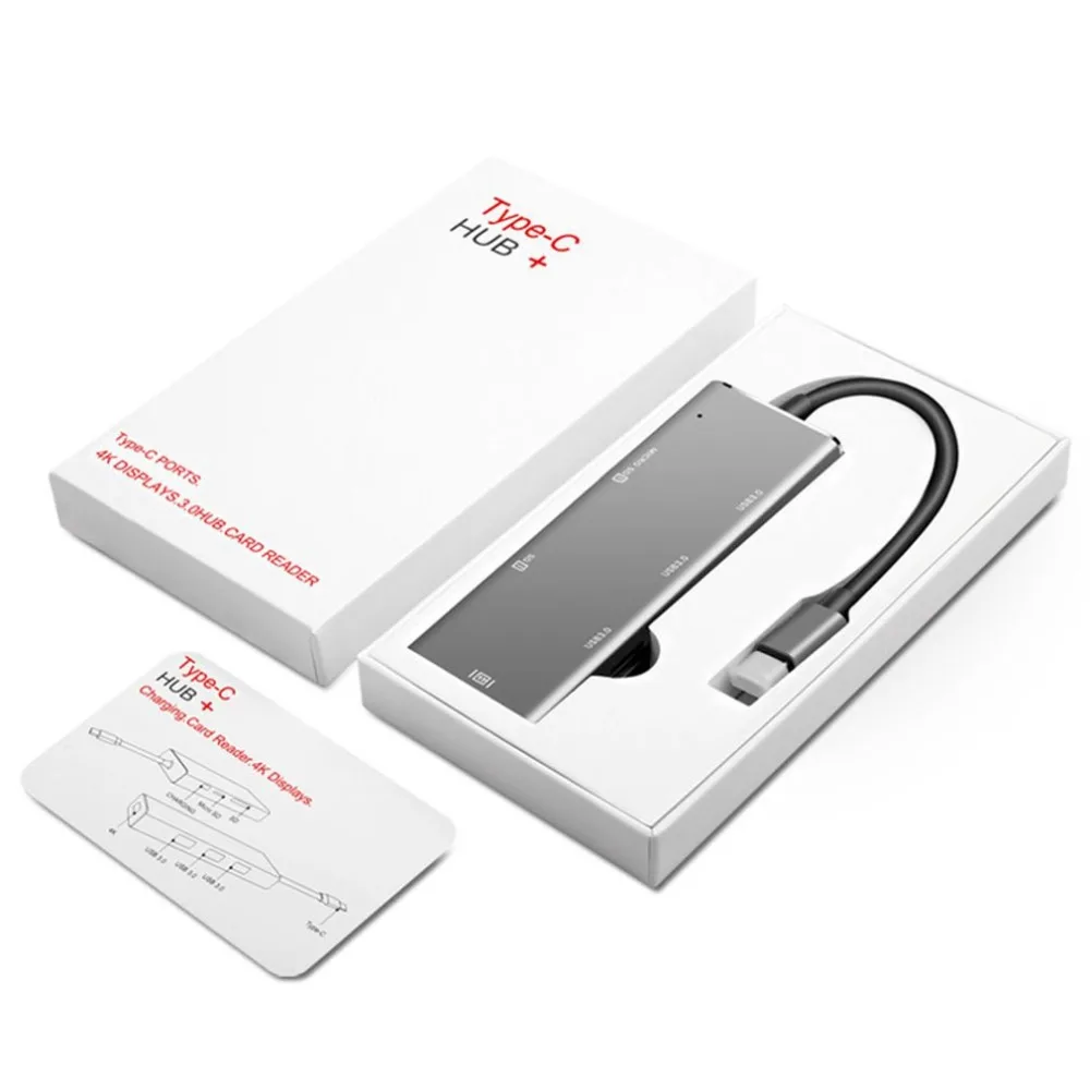 

YC740 7 Ports Type-C to HDMI Hub USB C HUB Type C To HDMI USB 3.0 HUB RJ45 Adapter Converter for MacBook