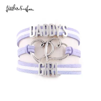 

Little Minglou daddy's girl bracelet heart charm suede wrap men bracelets & bangles for women jewelry family gifts drop shipping