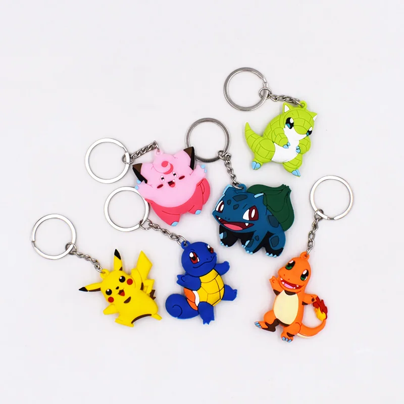 

4-7cm Pikachu Keychain Monsters Key Holder Go Key Ring Charmander Squirtle Bulbasaur Sandshren Sandshren 3D Mini Pendant