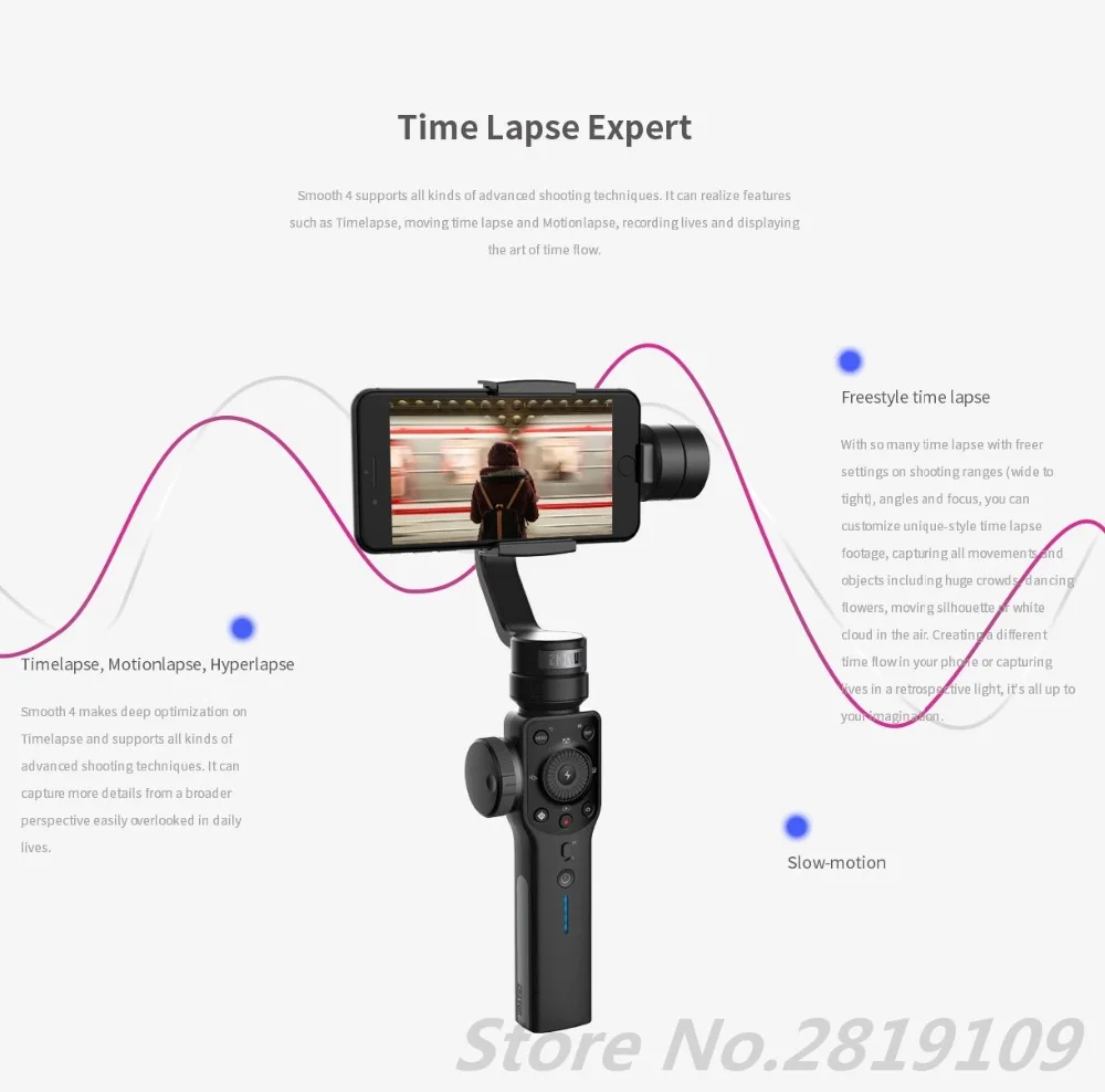 Zhiyun SMOOTH 4 3-осевой Карманный стабилизатор для смартфона экшн-камеры телефона Портативный iPhone Q Gopro Hero sjcam