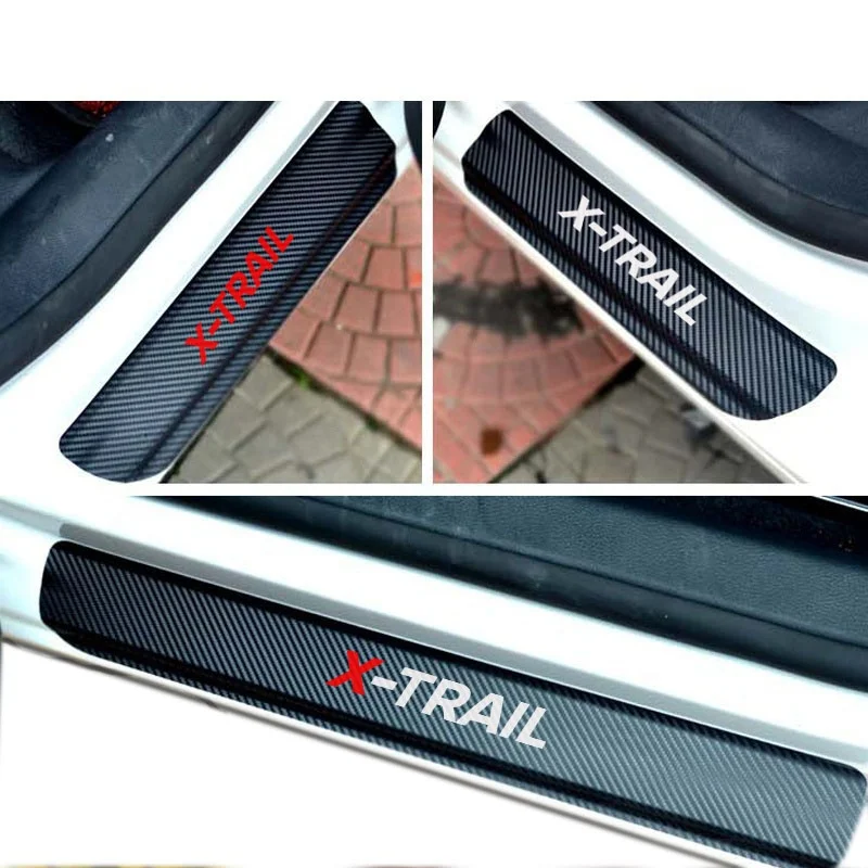 4PCS carbon fiber vinyl sticker Car Door Sill Scuff Plate for Nissan X-TRAIL Parts Accessories 4PCS carbon fiber vinyl sticker Car Door Sill Scuff Plate for Nissan X-TRAIL Parts Accessories