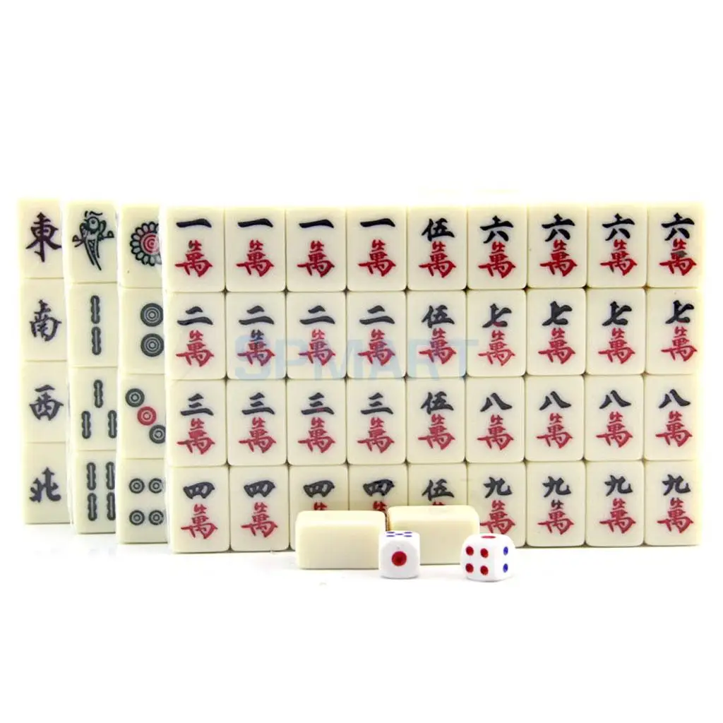 Mini Mahjong Mahjongg Mah Jongg Mah-Jongg Majiang Travel Board Game Set Chinese Traditional Mahjong Games 144 Tile in Case Toy