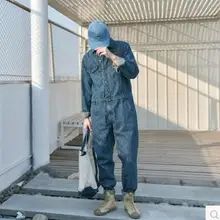 Горячие новые модные мужские свободные с длинными рукавами джинсовые комбинезоны комбинезон комплект брюки джинсы Повседневная Синий комбинезоны старинные певица костюмы