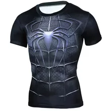 Men Short Sleeve T Shirt Fitness Clothing Compression Shirts Men Anime Super Hero Spiderman 3D Bodybuilding Shirt Tops