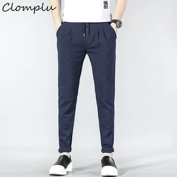 

Clomplu Pants Casual Style Solid Trousers Men 2019 Spring Summer Clothing Plus Size Pencil Pants Black Navy Grey Pant Male