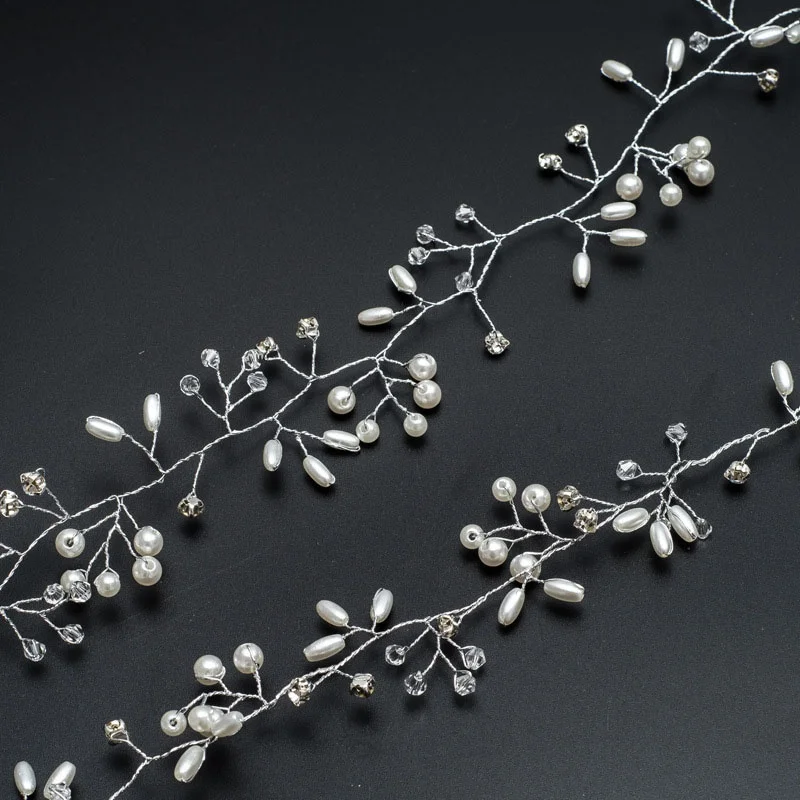 Western Wedding Headdress Bride Handmade Wedding Crown Floral Pearl Hair Accessories Hairpin Ornaments