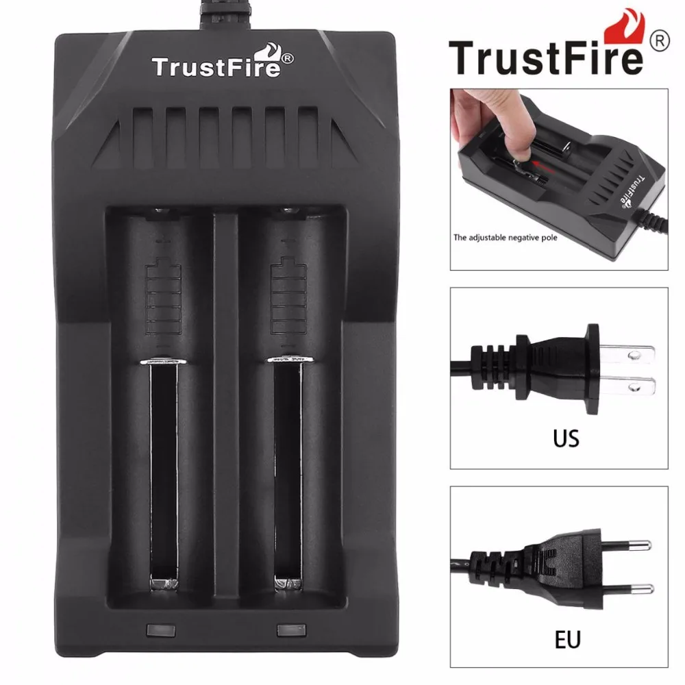 

TrustFire TR-017 Lithium 2 Slots Battery Smart Charger For 3.7V 10440 14500 16340 17670 18350 18500 18650 Rechargeable Battery