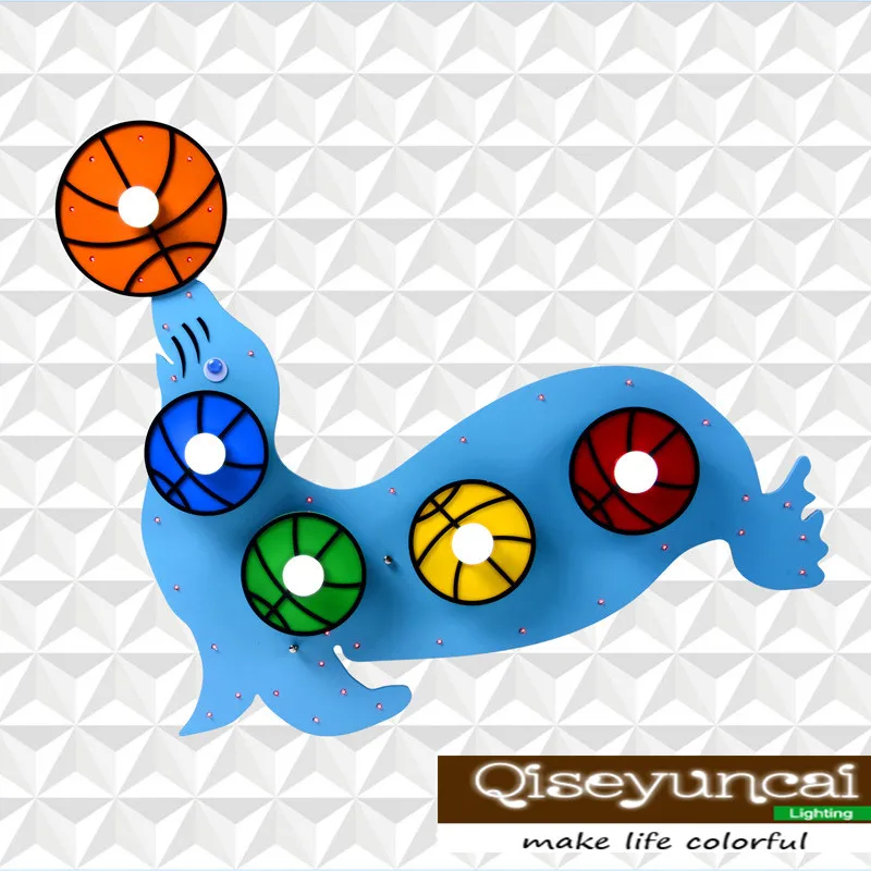 

Qiseyuncai Cartoon children's LED ceiling lamp creative color dolphin warm bedroom swimming pool light boy and girl room lamp