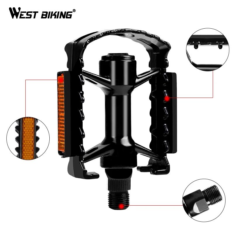 Велосипедные педали WEST BIKING противоскользящая платформа из сплава для горных и