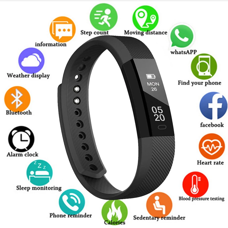 

Smart Wristband Fitness Tracker Band Bluetooth Sleep Monitor Watch Sport Smart Bracelet for Ios Android Phone Pk Fit Bit Mi 2