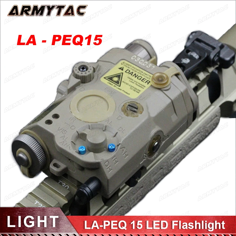 

Tactical Flashlight LA-PEQ 15 LED light with Red Laser and IR Fits for Airsoft Tactical Military Standard