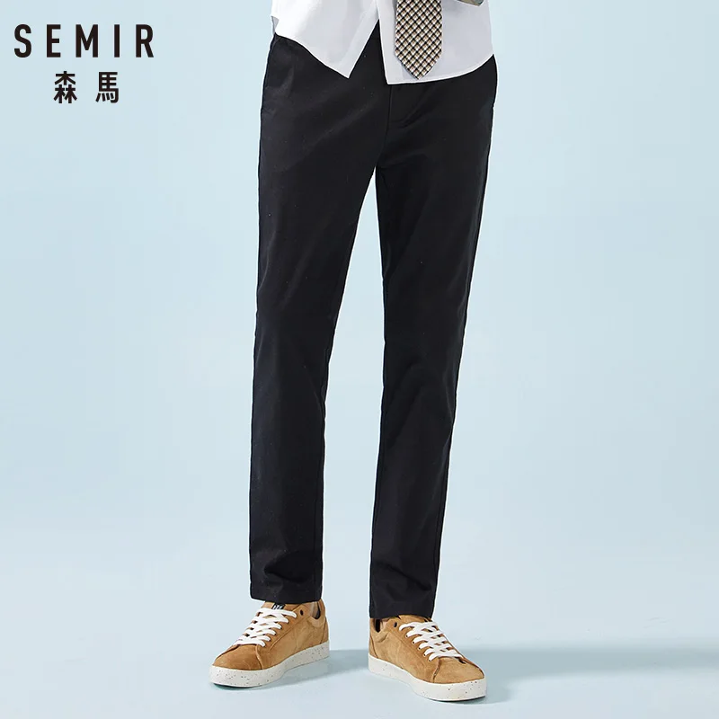 SEMIR мужские брюки-Чино стандартного кроя, хлопковые брюки-чиносы, прямые брюки, брюки с эластичной резинкой на талии в повседневном стиле для весны и осени