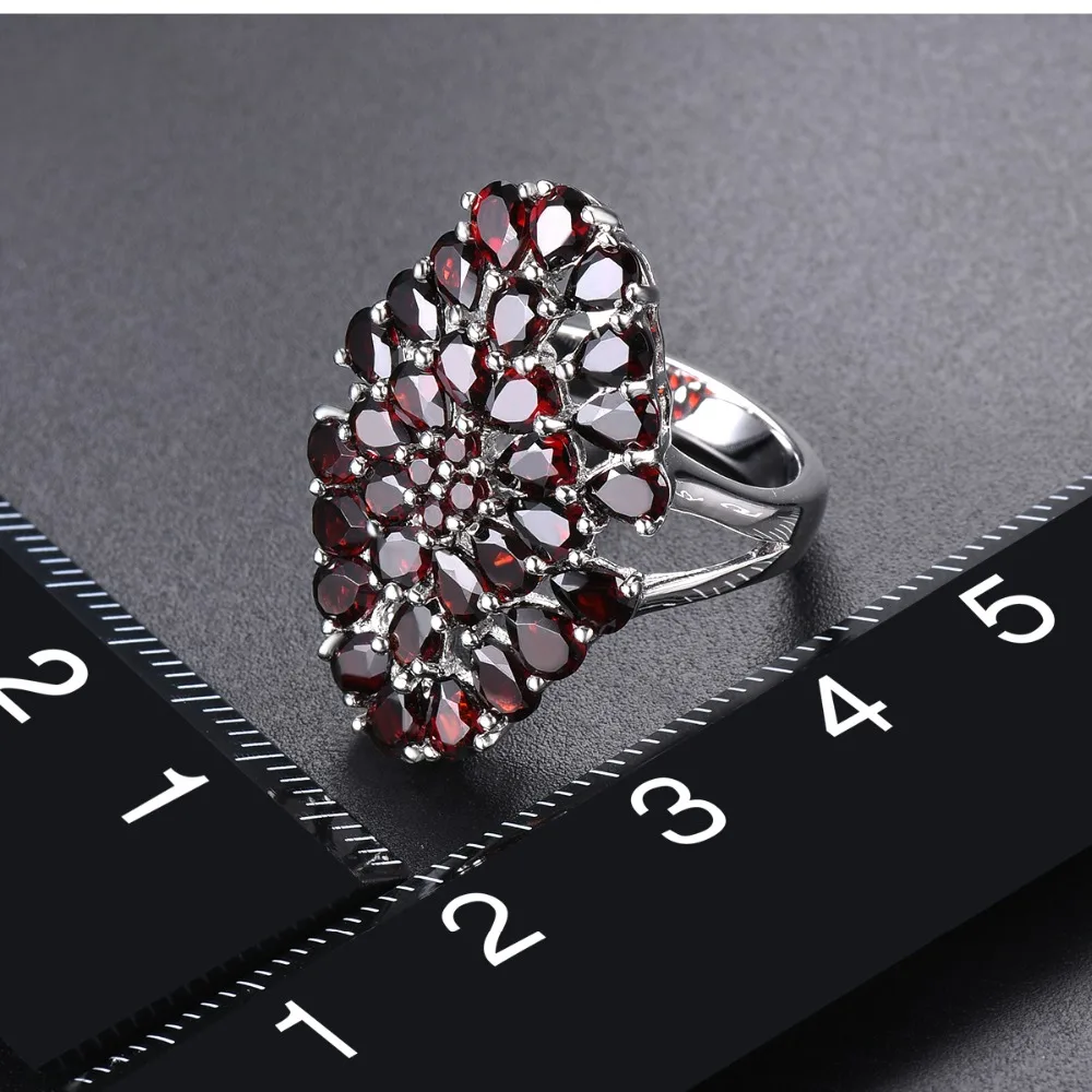 Hutang 6.6ct гранат Женское Обручальное кольцо натуральный красный драгоценный камень твердый 925 пробы Серебряный цветок кольца изящные элегантные ювелирные изделия подарок