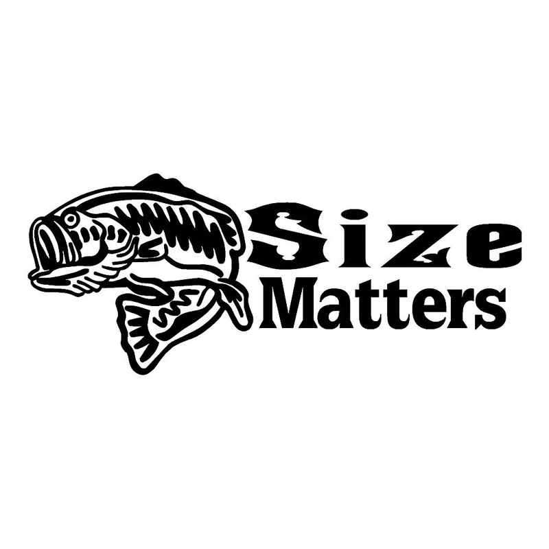 22.8*9.4cm Size Matters Bass Vinyl Fishing Decal Funny Car Stickers Decals  Black Silver C1-0278 - Car Stickers - AliExpress