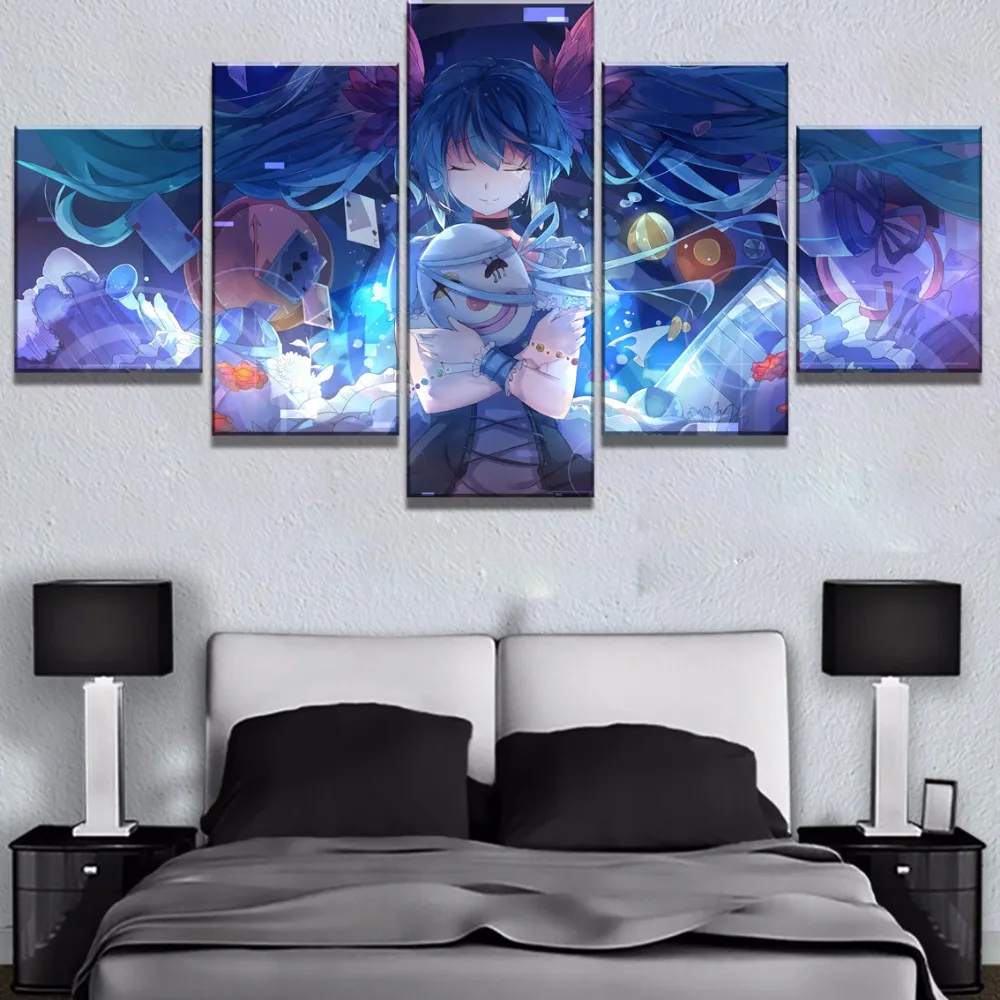 5 шт. HD принт Vocaloid Hatsune Miku аниме девушка живопись холст стены искусство картина украшение дома Гостиная Холст Живопись