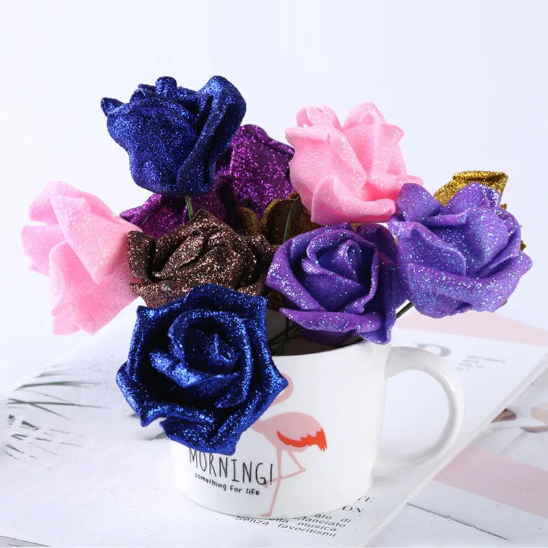 

New 50pcs/lot Fashion PE Rose for Artificial DIY Flowers Bridal Bouquet Wedding Party Home Event DIY Back Drop Decoration