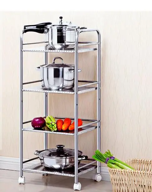 Four layers of stainless steel vegetable rack shelf. Mobile receiving aircraft landing