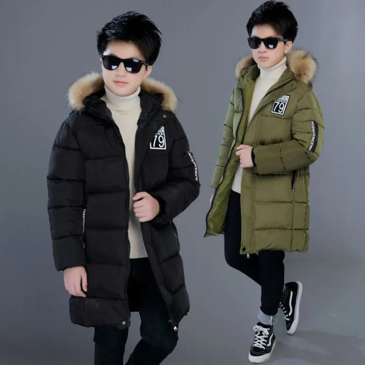 15 Детская одежда зимняя одежда хлопковые пальто Новинка года; утепленная куртка с хлопковой подкладкой для мальчиков зимняя куртка для маленьких мальчиков средней высоты 14 лет