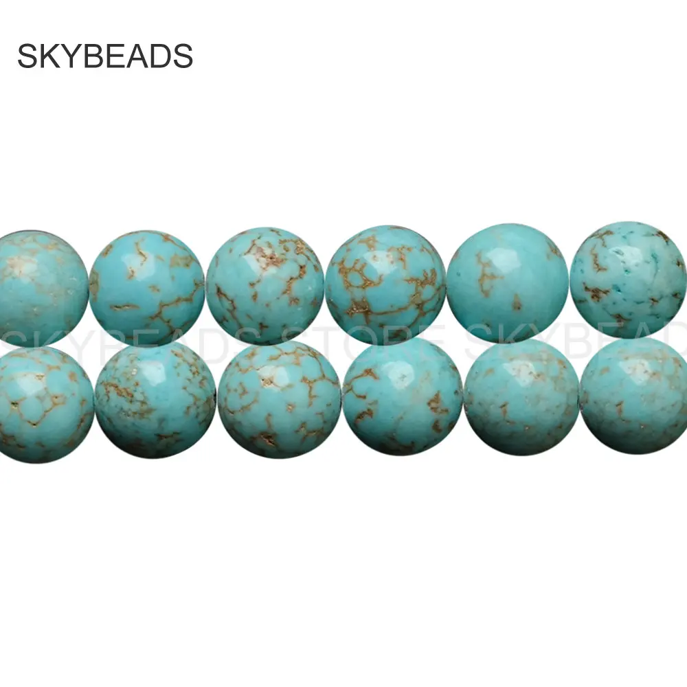 Dyed Blue Green Turquoise Semi Precious Stone Round 4 6 8 10mm Spacer Beads for Fashion Necklace Bracelet Earring Jewelry Making | Украшения