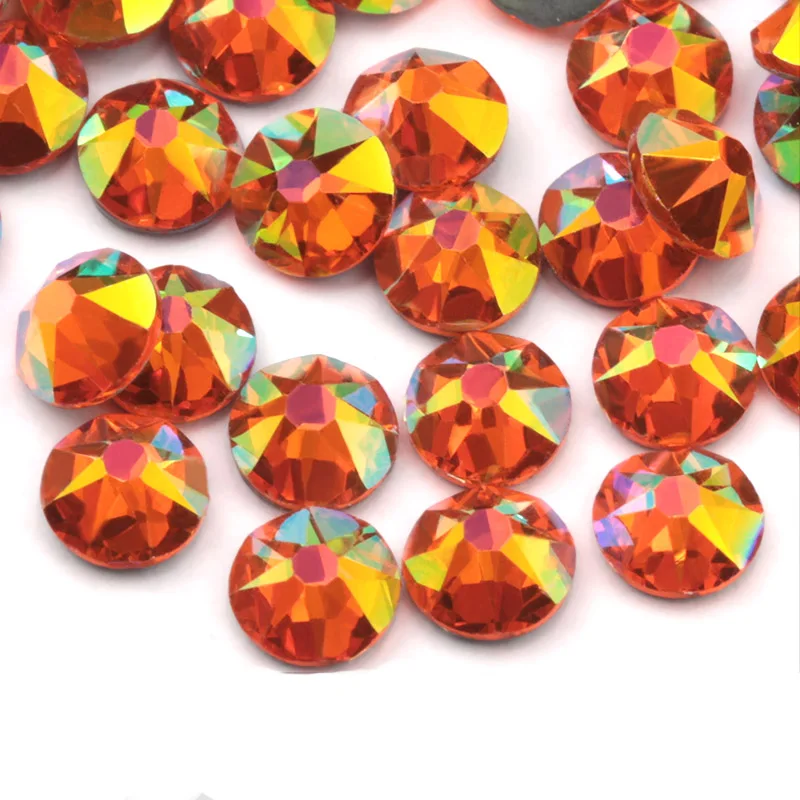 QIAO 8 Big 8 Small Cut SS20 много цветов AB плоская задняя часть DIY деко Стразы не для горячей фиксации для страз и украшения клея на камне - Цвет: sun AB
