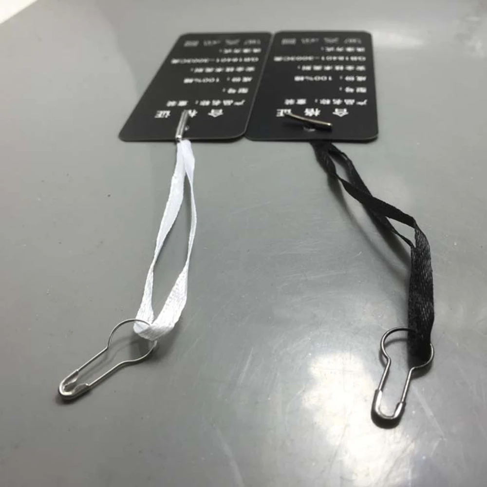 

Free Shipping 100pcs polyester satin ribbon string , hang tags rope with black or white pin , high quality