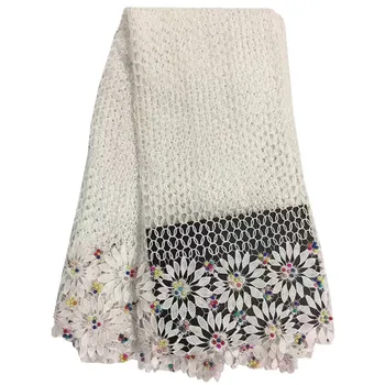 

2017 Hot African White Polyester Nigerian Guipure Cord Lace High Quality Water Soluble Lace Fabric For Wedding Dresses 5 Yards