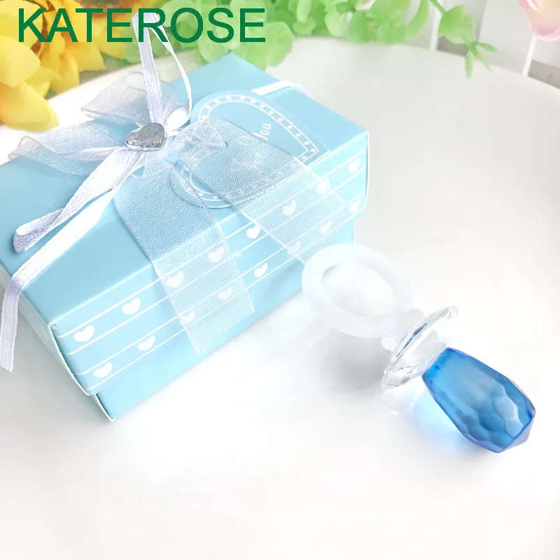 

80PCS Choice Crystal Blue Pacifier Boy Baby Shower Baptism Favors Newborn Christening Party Gift For Guest