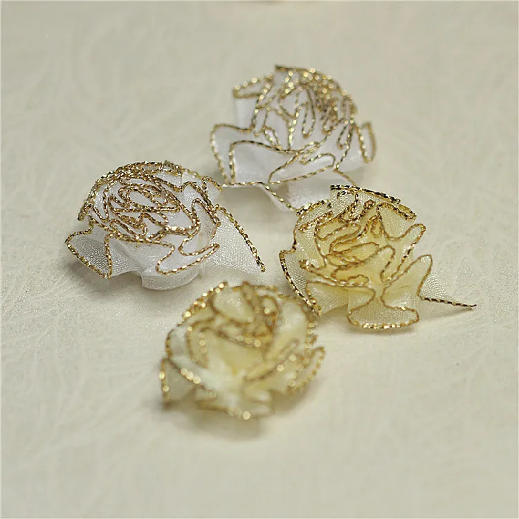 30 шт./лот золотые проволоки Снежная пряжа плиссированная маленькая Цветочная