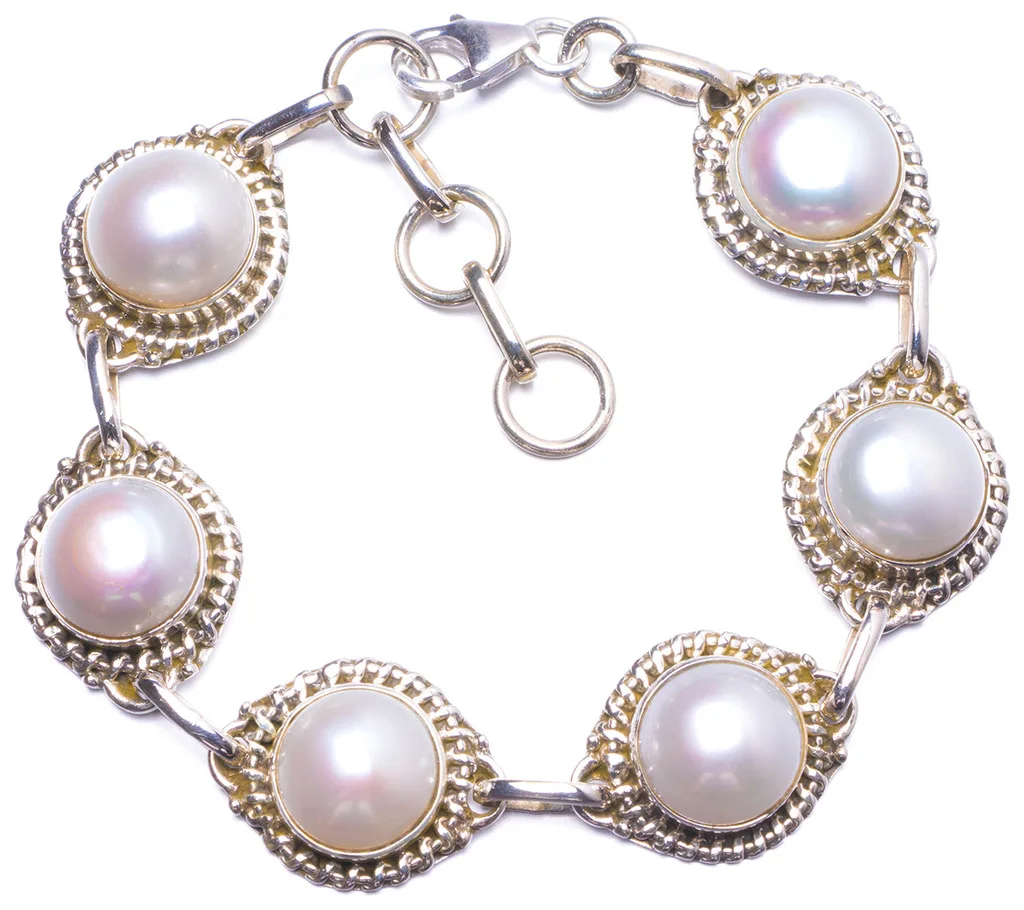 

Natural River Pearl Handmade Unique 925 Sterling Silver Bracelet 7-8" Y1382