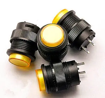 

10PCS R16-503A 3A 250V Yellow Round Self-Lock ON/OFF Push Button Switch 2 Pin