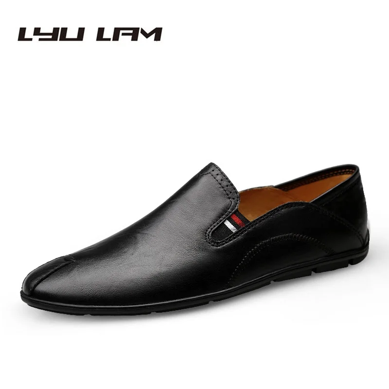 Genuínos Black Marrom Luz Em Mocassim Sapatas Sapatos Preto Vaca Flats brown Couro Casuais Mocassins Mens Red Condução Deslizamento Vermelho De Clássico Dos Homens Casual Barco wine XXrfUq