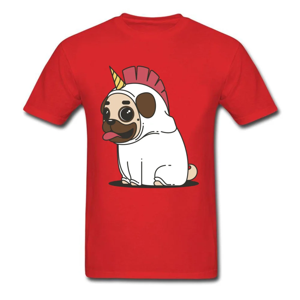 Tops & Tees Unicorn pug dog Father Day 2018 Newest Gift Short Sleeve 100% Cotton Round Collar Man T Shirt Gift Sweatshirts Unicorn pug dog red