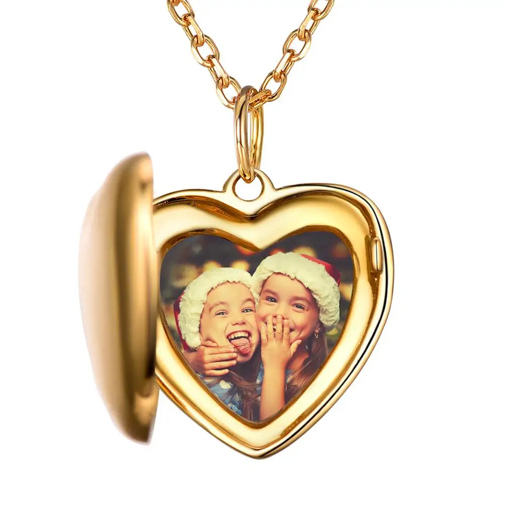 

SILVERCUTE Customize Locket Heart Necklace Photo Engraved 925 Sterling Silver Gold Color Personalized Jewelry Gift SCIP6500B