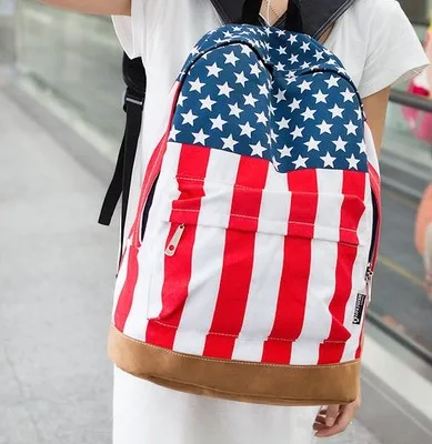 UK British Flag Union Jack Style Backpack Shoulder School Bag BackPack Canvas 