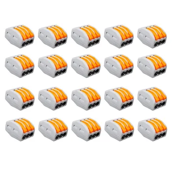 

ANENG 5/10/20 PCS 32A Reusable Spring Lever 3 Way Electrical Connectors Wire Block Clamp Terminal Block Cable