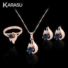 Высокого качества Красивые изящные стразы цветок кольцо, ожерелье, серьги набор для Для женщин из 3-х предметов комплект ювелирных изделий